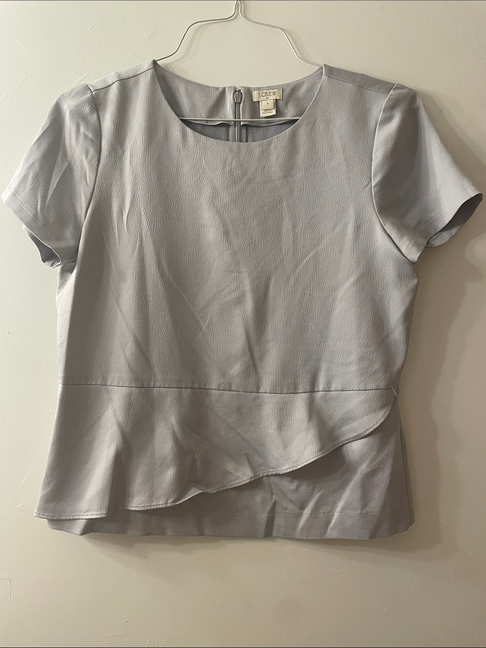 J. Crew Light Gray Short Sleeve Peplum Top